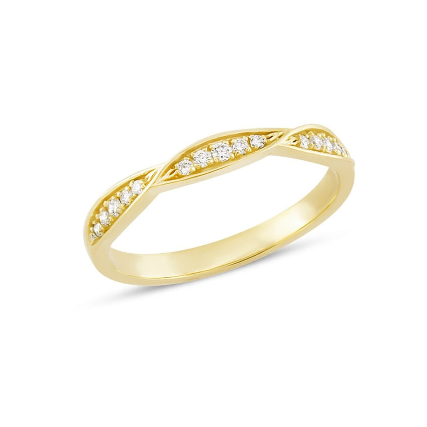 Lilja ring i 14 karat guld fra Nuran med snoet design og 0,15 ct diamanter.